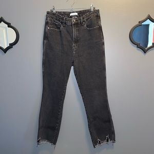 Women's Good American Good Curve High Waist Fray Hem Straight Leg Jeans